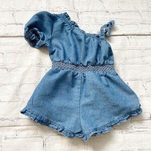 Girls Vince Camuto Ruffled Denim Romper